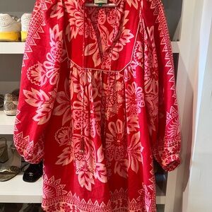 FARM Rio Red and Pink Floral Mini Dress